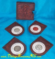 Image for Golf-themed “Origins of the Golf Ball” 5-piece Coasters & Storage Case “Sun Health’s Holland America Briarwood Golf Classic” Arizona Charity Fund-raiser Golf Tournament Prize/Commemorative Giveaway Set <b><span style='color:red'>*****PARCEL POST SHIPPING INCLUDED – DOMESTIC ORDERS ONLY!*****</span></b><span style='color:purple'>